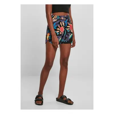 Women's Black Shorts AOP Viscose Resort Shorts