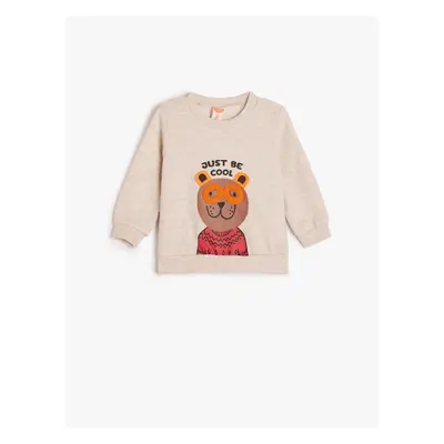 Koton Sweatshirt Bear Printed Long Sleeve Crew Neck