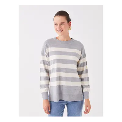 LC Waikiki Crew Neck Striped Long Sleeve Oversize Women's Knitwear Sweater