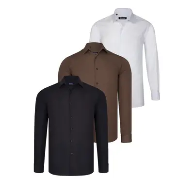 TRIPLE SET G726 DEWBERRY SHIRT-BLACK-WHITE-COFFEE