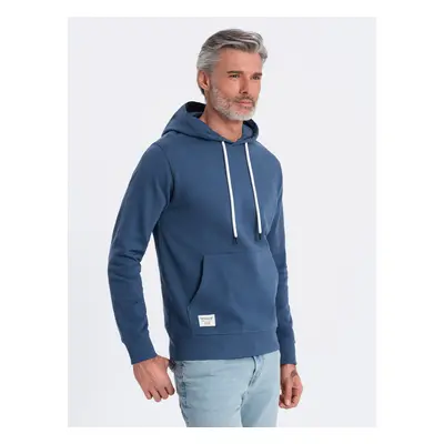 Ombre Men's kangaroo sweatshirt with hood - navy blue