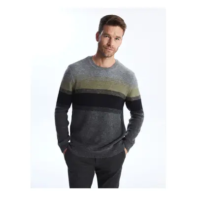 LC Waikiki Crew Neck Long Sleeve Color Block Men's Knitwear Sweater