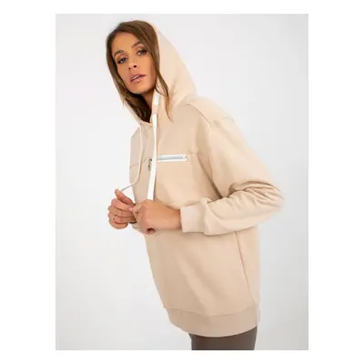 Light beige hoodie with drawstrings