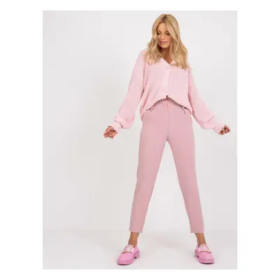 Light pink fabric trousers with a high waist