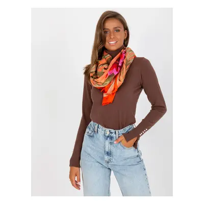 Orange cotton scarf with print