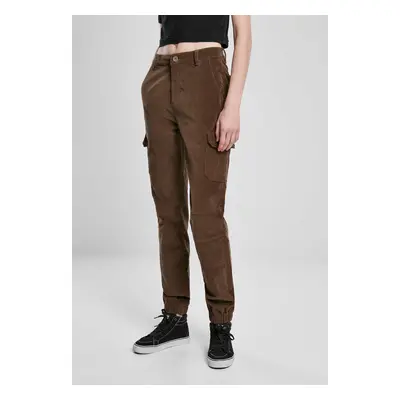 Women's high-waisted corduroy trousers - dark olive