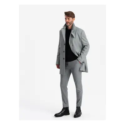 Ombre Patterned single-breasted men's coat with pockets - grey