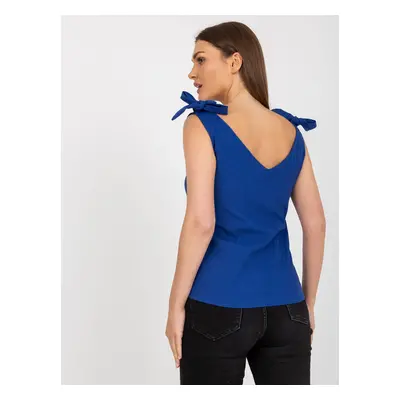 Navy blue V-neck top by RUE PARIS