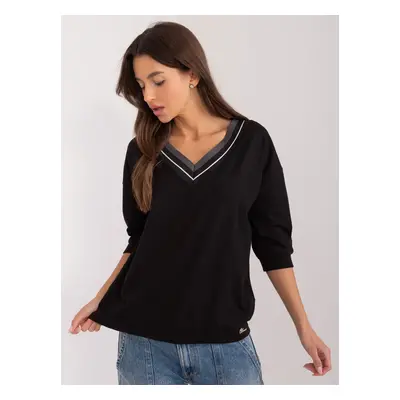 Black oversize blouse with 3/4 sleeves