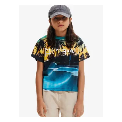 Yellow and blue boys patterned T-shirt Desigual Kennto - Boys