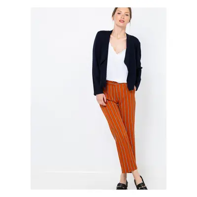 Orange Shortened Striped Trousers CAMAIEU - Women