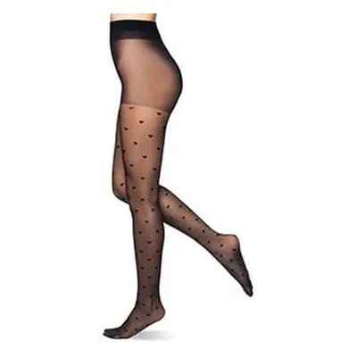 Women's playful tights with hearts DEN - black