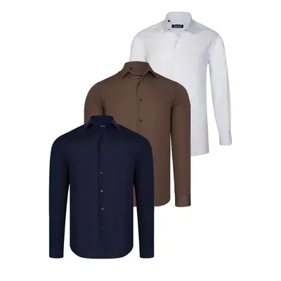 TRIPLE SET G726 DEWBERRY SHIRT-NAVY BLUE-WHITE-COFFEE