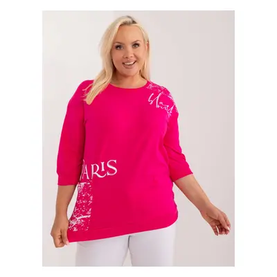 Fuchsia women's blouse in a large size with a pocket