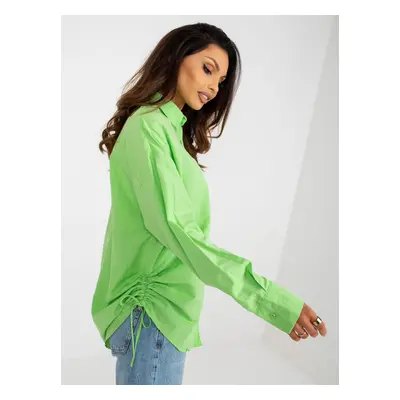 Light green women's oversize shirt with collar