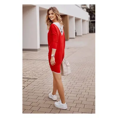 Red and silver crossed dress on the back