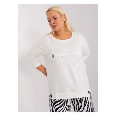 Ecru casual blouse plus size with slits