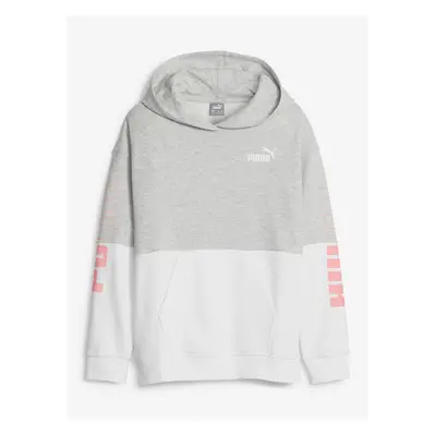 White and grey girls' hoodie Puma Power - Girls