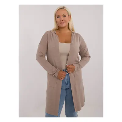 Dark beige women's cardigan plus size without fastening