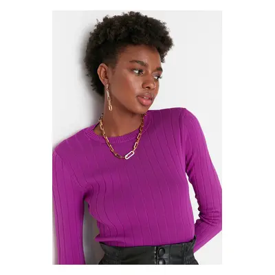 Trendyol Purple Basic Crew Neck Knitwear Sweater