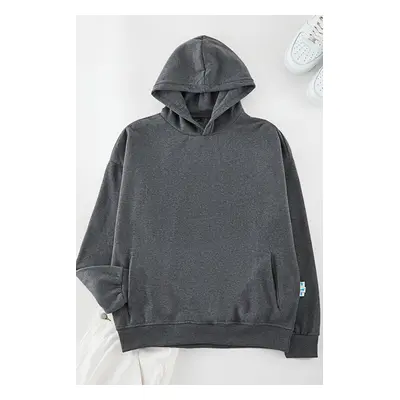 Trendyol Smoke Oversize/Wide Cut Fleece Inside Sweatshirt