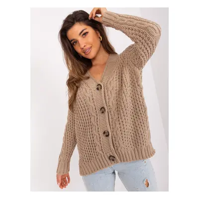 Dark beige cardigan with buttons