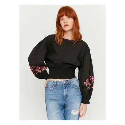 Black short blouse with embroidery TALLY WEiJL - Women