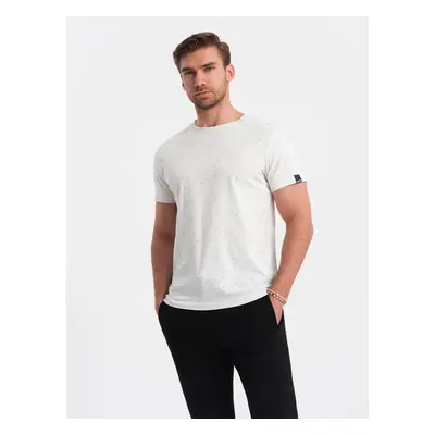 Ombre BASIC men's t-shirt with decorative pilling effect - cream