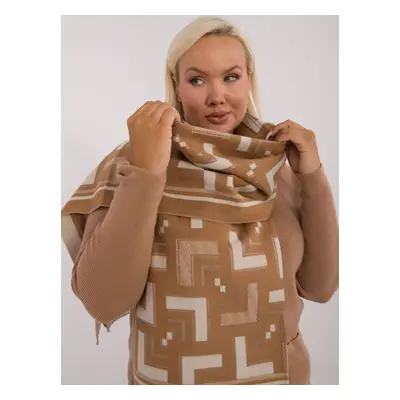 Brown and beige women's scarf with patterns