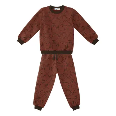 Denokids Animals Baby Boy Brown Tracksuit Set