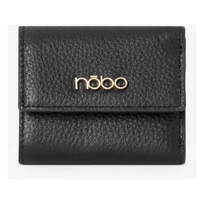 Women's Small Wallet Natural Leather Animal Pattern Nobo Black