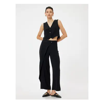 Koton Double Breasted Detailed Wide Leg Trousers Aerobin Fabric