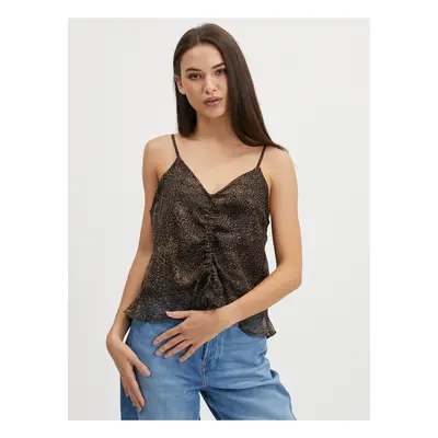 Black-brown top with leopard print Noisy May Melina - Women