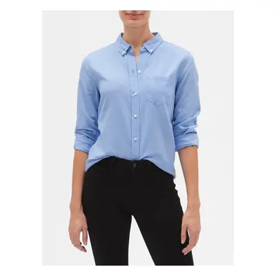 GAP Blue women's v-fitted boyfriend oxf shirt