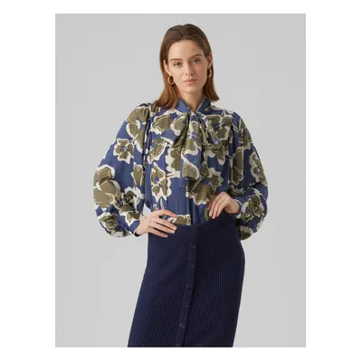 Green-blue ladies floral blouse AWARE by VERO MODA Grayce - Ladies