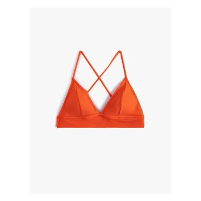 Koton Triangle Bikini Top Textured Cross Strap Covered