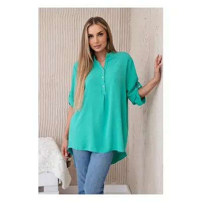 Women's blouse with a longer back - dark mint