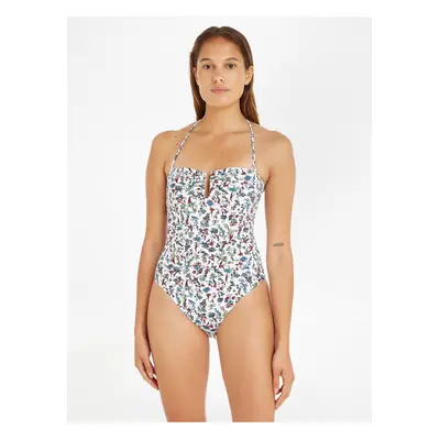 White Women's Floral One Piece Swimwear Tommy Hilfiger Underwear - Women