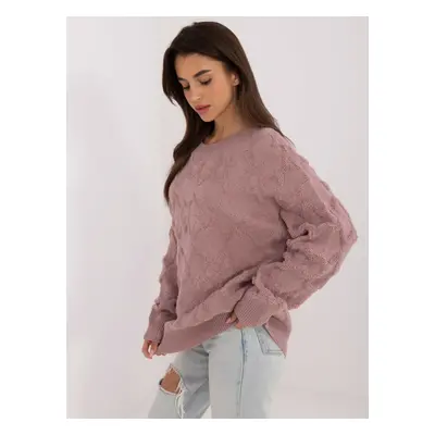 Light purple women's oversized sweater with a round neckline