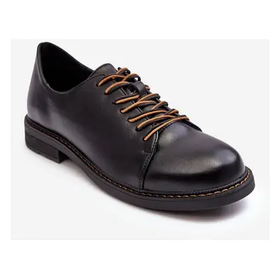 Lace-up leather women's shoes Black Nakera