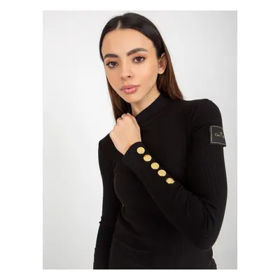 Black ribbed turtleneck blouse by OCH BELLA