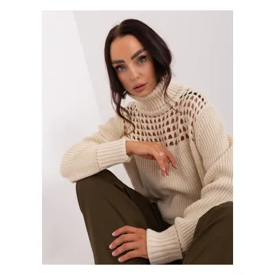 Women's cream knitted turtleneck