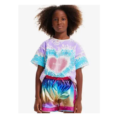 White and purple girly batik T-shirt Desigual Hippie - Girls