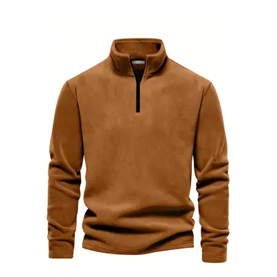 49143 Dewberry Half Zipper Stand Collar Mens Fleece-CAMEL