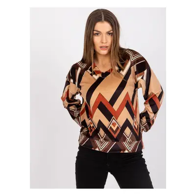 Brown and beige velour blouse with Lea prints