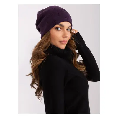 Dark purple knitted beanie