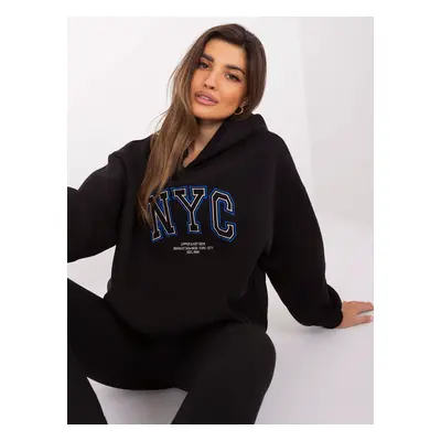 Black kangaroo sweatshirt with lettering and insulation