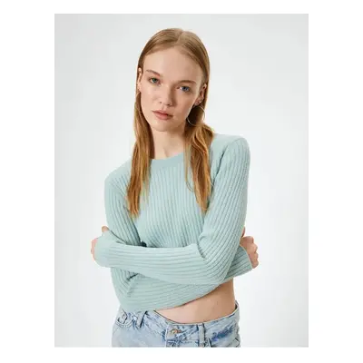 Koton Crew Neck Crop Knitwear Sweater Slim Fit