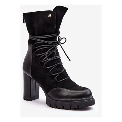 Women's high-heeled ankle boots with Black Artie lacing