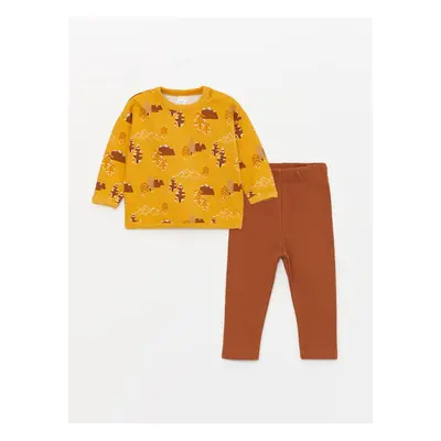 LC Waikiki Crew Neck Long Sleeve Printed Baby Boy Sweatshirt and Pants 2-Piece